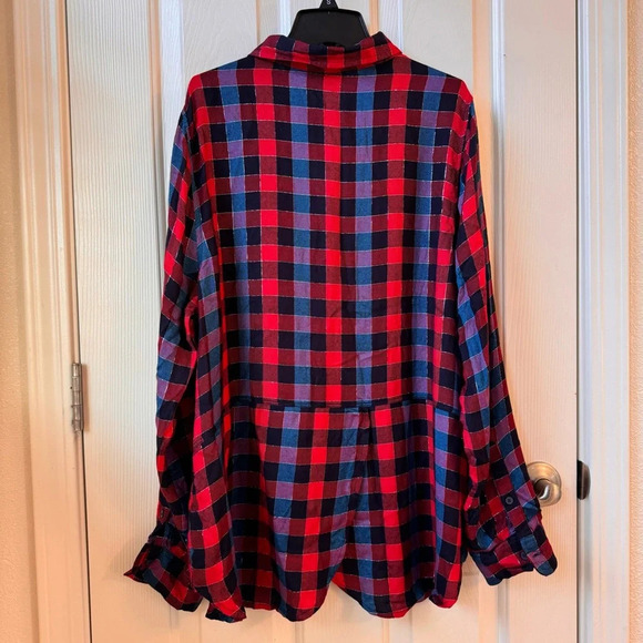 NWT Lucky Brand Red Blue Twill Plaid Casual Buttoned Down Relaxed Fit Shirt XL - Picture 13 of 15